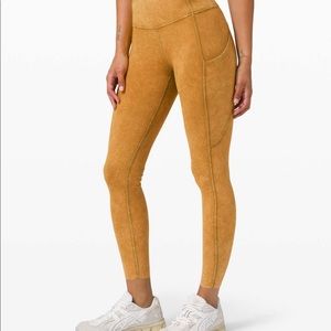 Lululemon Fast & Free Ice Dye Tight in Mustard